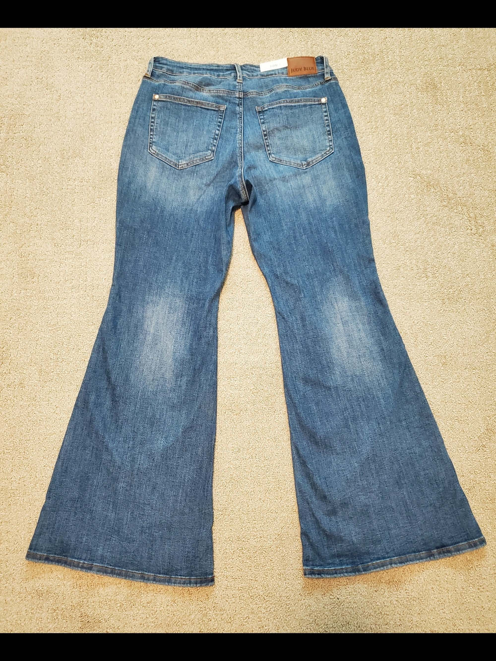 Judy Blue Flare Jeans Mid Rise Double Angle Seam  14W - Picture 3 of 10